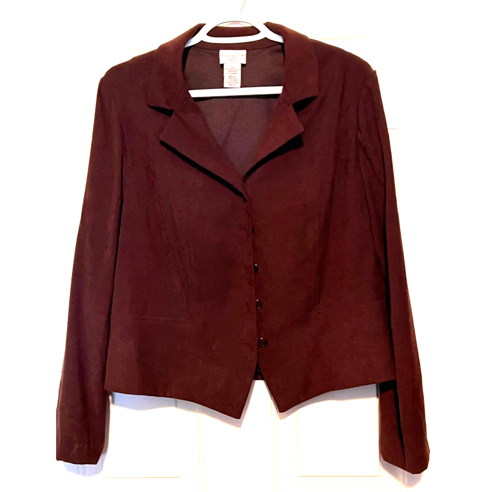 Covington Petite Brown Women's Jacket Faux Suede Size 12P‎ 22" Long x 20" PTP